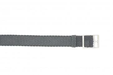 Geen merk Uhrenarmband PERLON-18-GRIJS Nylon Grau 18mm